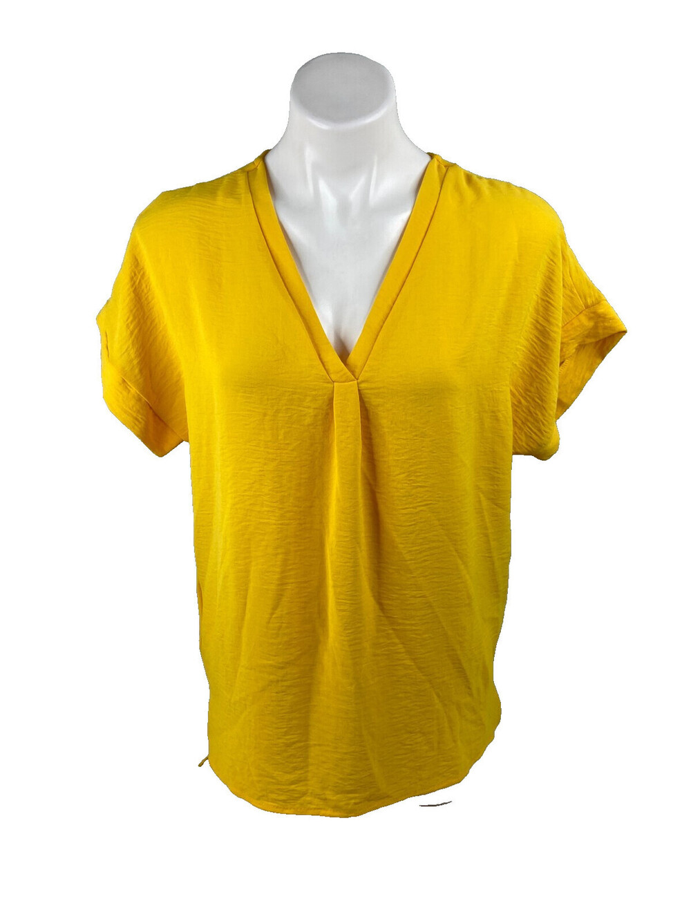 FSL Apparel Women Small Yellow Tunic Top V Neck Lightweight Casual NWT